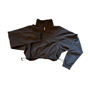 ALO Yoga Cropped 1/4 Zip Alumni Pullover in Black